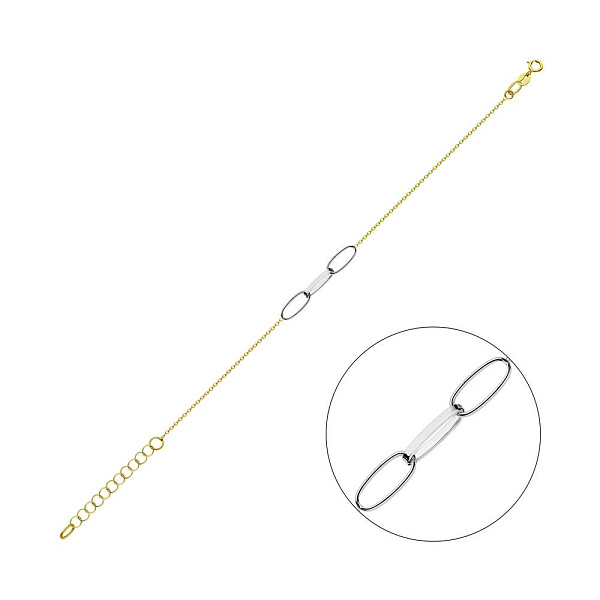 Золотий браслет "Ланки" в жовтому і білому кольорі металу (арт. 325426жб) – зображення 1