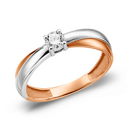 Фото Каблучка з червоного і білого золота з діамантом (арт. К011246015кб)