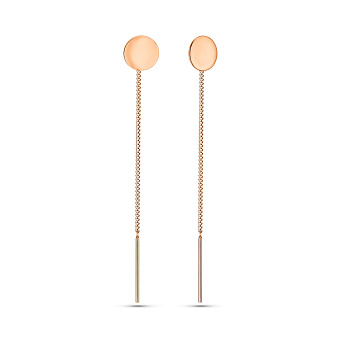 Сережки-протяжки из красного золота (арт. 109274)