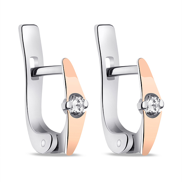 Серебряные серьги с золотыми накладками и фианитами (арт. 7202/586сп) – изображение 1