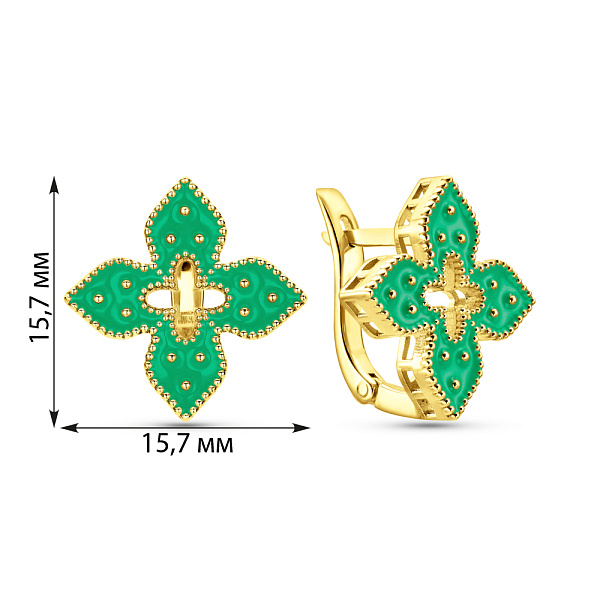 Сережки з жовтого золота з емаллю (арт. 1091580/15жез) – зображення 5