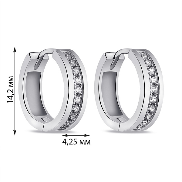 Серьги-кольца из серебра с фианитами (арт. 7502/9334/15) – изображение 2