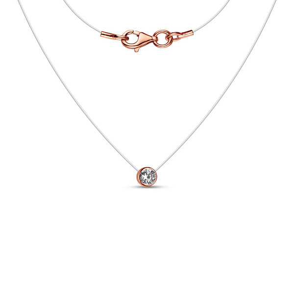 Силиконовое колье с золотой вставкой и фианитом на леске (арт. 360076) – изображение 2