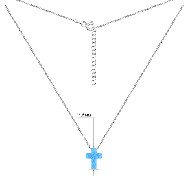 Серебряное колье с крестиком из синего опала (арт. 7507/441Пос) – изображение 3