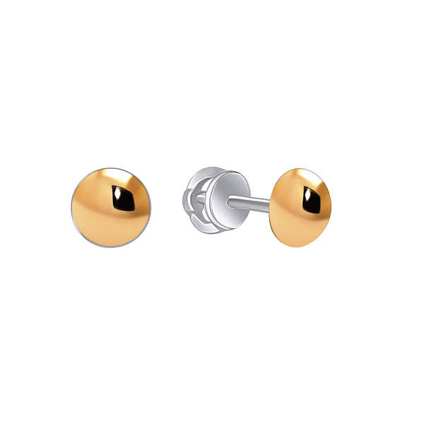 Серебряные серьги пусеты с золотой накладкой (арт. 7218/803) – изображение 1