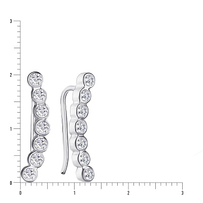 Срібні сережки-клаймбери з фіанітами (арт. 7502/3812)