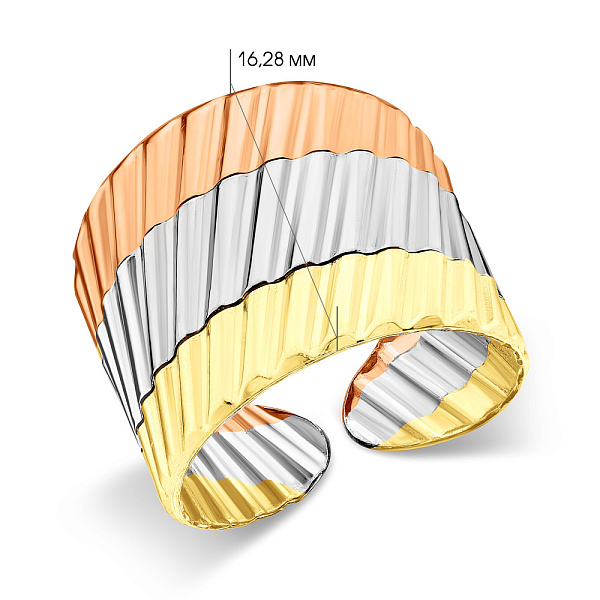 Широкое кольцо из комбинированного золота (арт. 156283жкб) – изображение 3