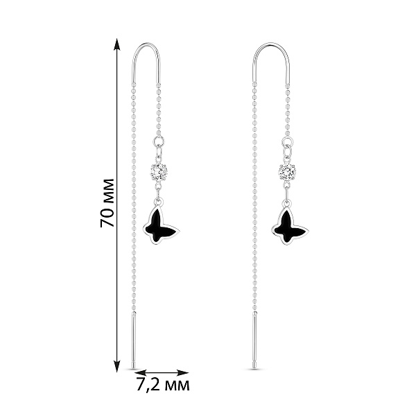 Длинные серебряные серьги Бабочки (арт. 7502/521026еч) – изображение 2