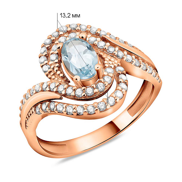 Золота каблучка з топазом і фіанітами (арт. 151301Т) – зображення 4