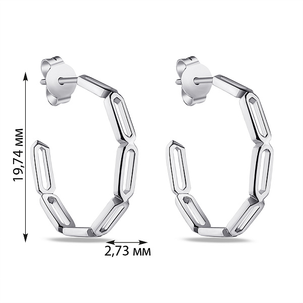 Серьги-пусеты из серебра без камней  (арт. 7518/6009) – изображение 2