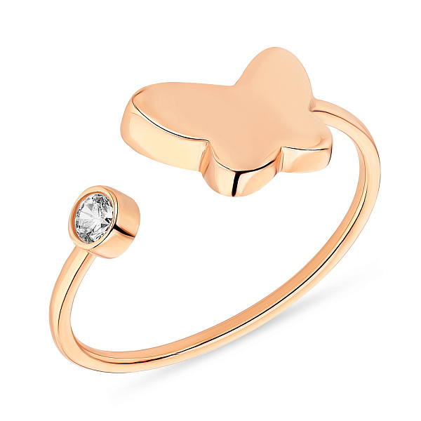 Золотое кольцо «Бабочка»  с фианитом (арт. 155148) – изображение 1
