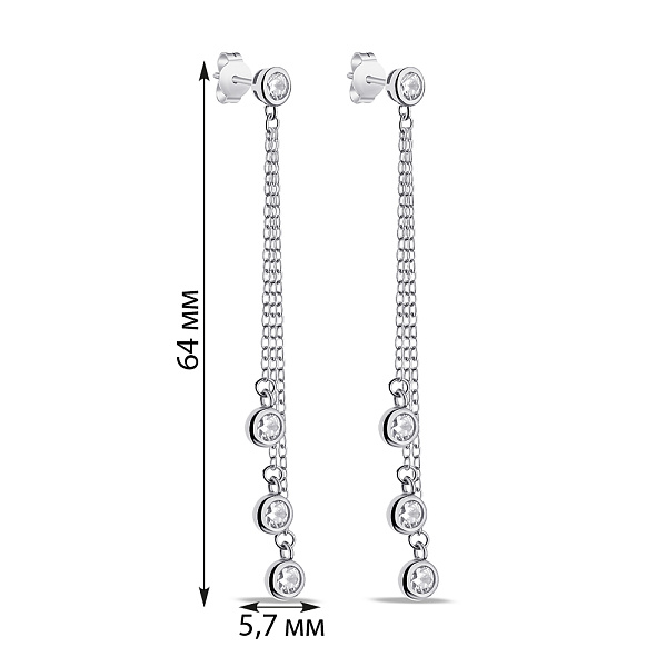 Длинные серебряные серьги Trendy Style с фианитами (арт. 7518/6872) – изображение 2