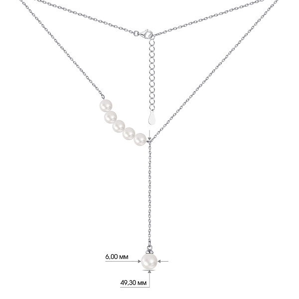 Серебряное колье с жемчугом (арт. 7507/1446жб) – изображение 3