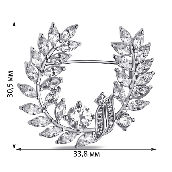 Срібна брошка Гілочка з фіанітами (арт. 7505/216) – зображення 2