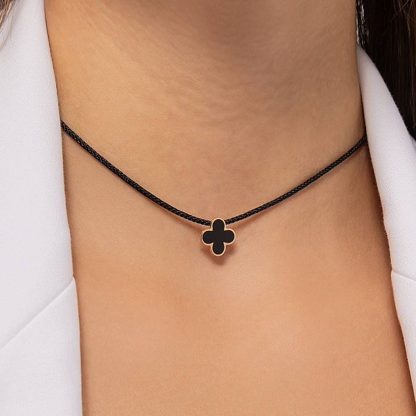 Ювелірний шнурок з золотим замком і підвіскою з емаллю (арт. 360241еч) – зображення 3