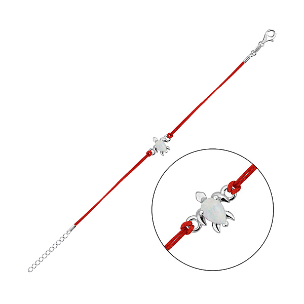 Срібний браслет з опалом та шовковою ниткою (арт. 7309/5163кПоб) – зображення 1