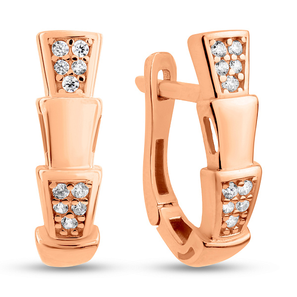 Золотые серьги с фианитами (арт. 1091395) – изображение 1