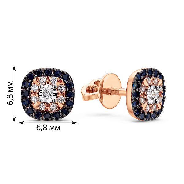 Золотые пусеты с сапфирами и бриллиантами (арт. Т011734с) – изображение 2