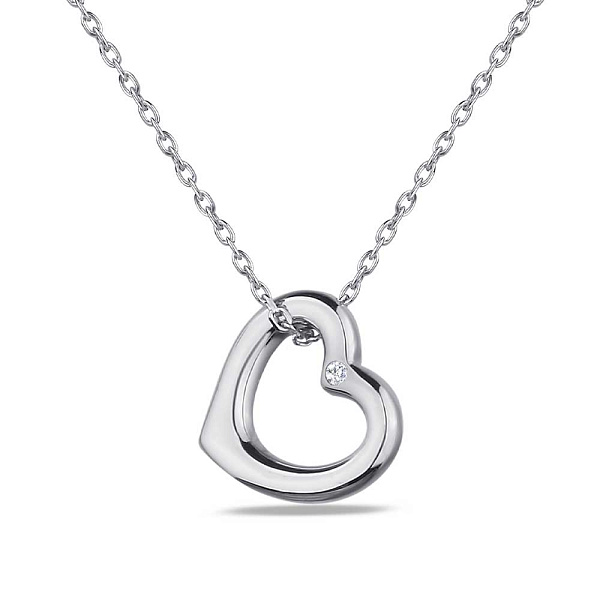 Серебряное колье "Сердечко" с фианитом (арт. 7507/1305) – изображение 1
