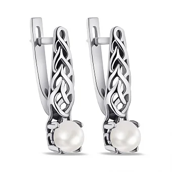 Серьги из серебра с жемчугом  (арт. 7902/0847.10жб)