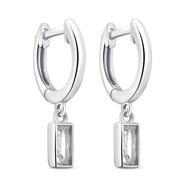 Срібні сережки-підвіски з фіанітами (арт. 7502/9650/10) – зображення 1