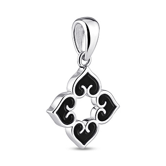 Фото Срібний кулон Квітка з оніксом (арт. 7503/4451о)