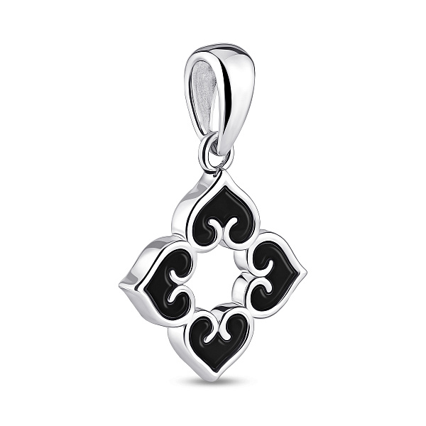 Срібний кулон Квітка з оніксом (арт. 7503/4451о) – зображення 1