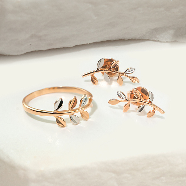 Золоті сережки-пусети "Гілка" (арт. 110650) – зображення 3