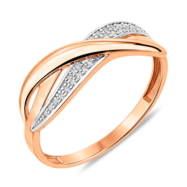 Кольцо Синергия из красного золота с фианитами (арт. 140845) – изображение 1