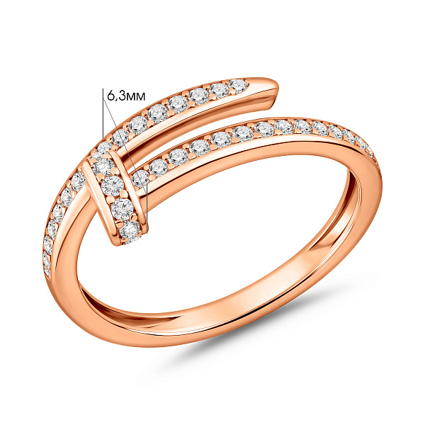 Кольцо Гвоздь из красного золота с фианитами (арт. 140057) – изображение 4