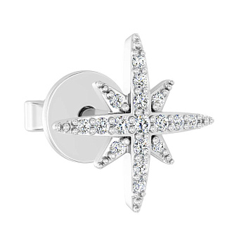 Серьга в одно ухо из белого золота с бриллиантами  (арт. Т011215005бЯ)