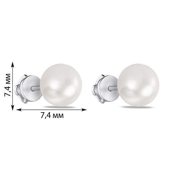 Срібні сережки-пусети з перлами (арт. 7518/242жбсю) – зображення 2