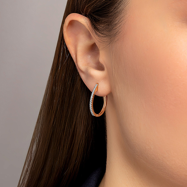 Золотые сережки с дорожкой из фианитов (арт. 1101106) – изображение 2