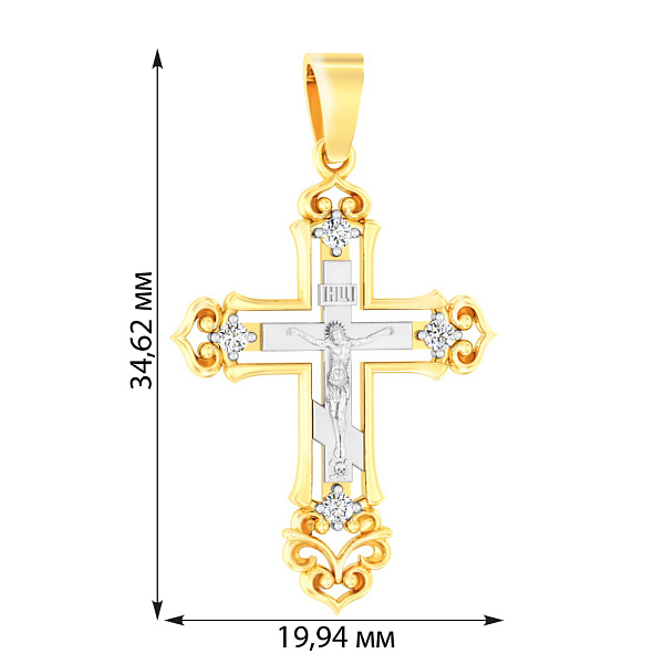 Золотой нательный крестик с распятием и фианитами (арт. 501092ж) – изображение 2