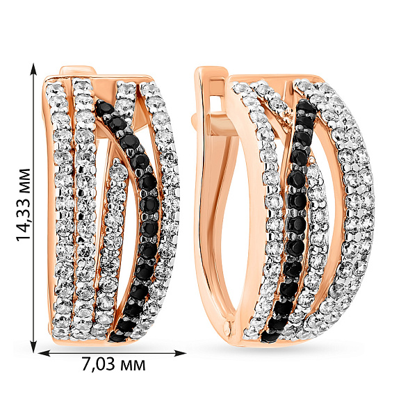 Золотые серьги Синергия с дорожками из фианитов (арт. 110188ч) – изображение 2