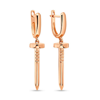 Сережки з червоного золота з підвісками (арт. 108698)