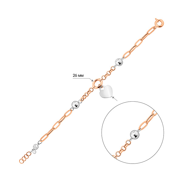 Золотий браслет з підвіскою (арт. 3261330кбП1) – зображення 3