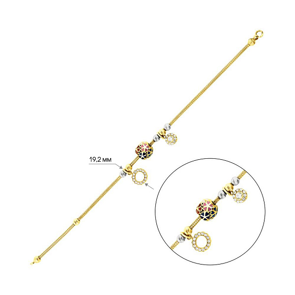 Золотой браслет с подвесками (арт. 322914жбеП2) – изображение 2