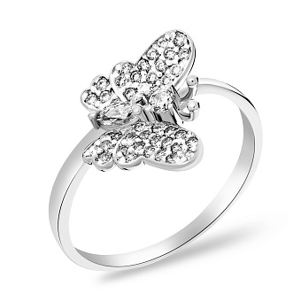 Фото Золота каблучка «Метелик» з фіанітами (арт. 140525б)