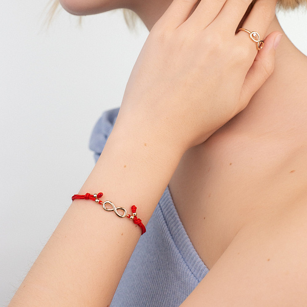 Браслет на нити "Бесконечность" с золотыми вставками (арт. 340002к) – изображение 3