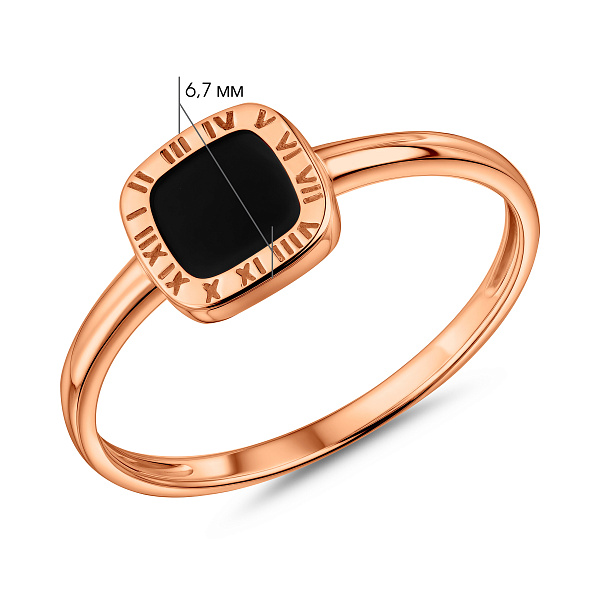 Кольцо из красного золота с черной эмалью (арт. 141206еч) – изображение 3