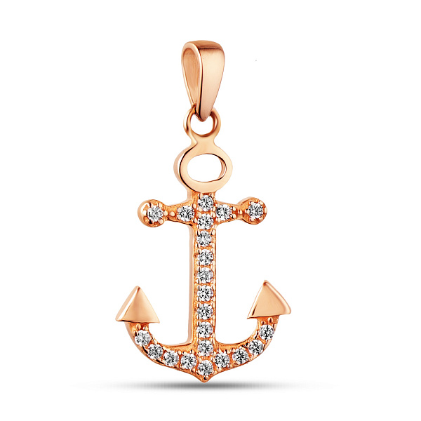 Золотий кулон Якір з фіанітами (арт. 423926) – зображення 1