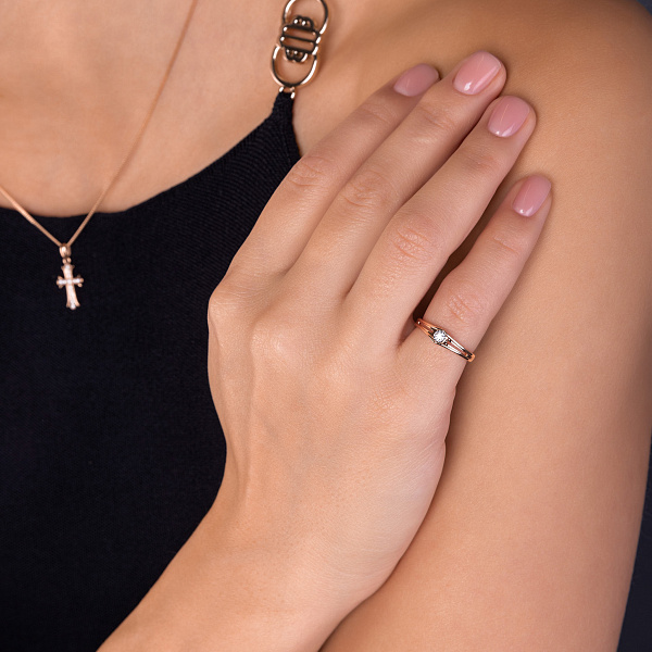 Золота каблучка з діамантом (арт. К011426005) – зображення 3