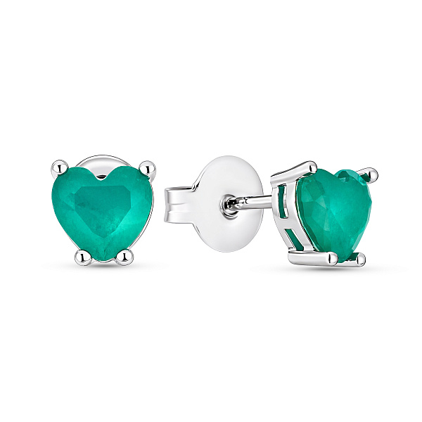 Серебряные пусеты Сердце с альпинитом (арт. 7518/7270аз) – изображение 1