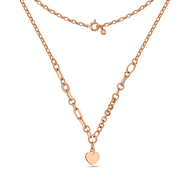 Золотое колье Сердечко с фианитами (арт. 352683) – изображение 2