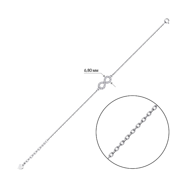 Срібний браслет "Нескінченність" з фіанітами (арт. 7509/3534) – зображення 2