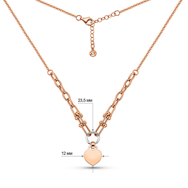 Золоте кольє Серце з фіанітом (арт. 352436кб) – зображення 3