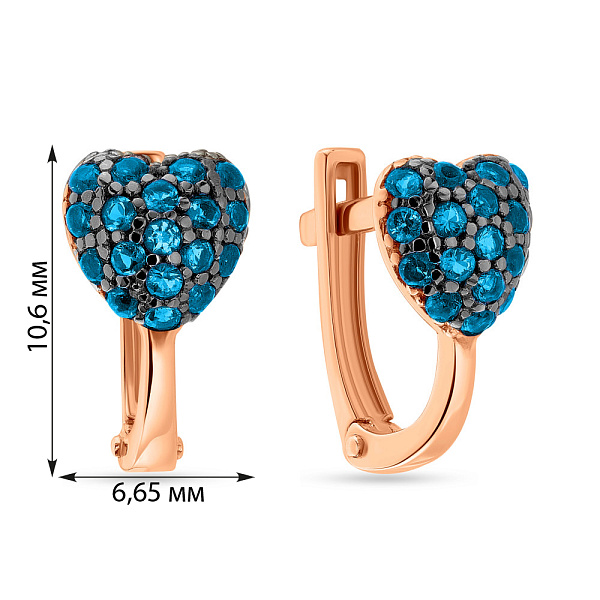 Детские золотые серьги «Сердечки» с голубыми фианитами (арт. 110262г) – изображение 2