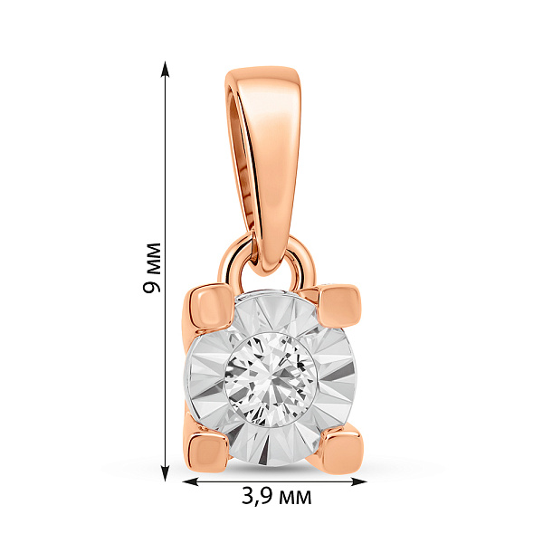 Золотая подвеска с бриллиантом (арт. П011733) – изображение 3