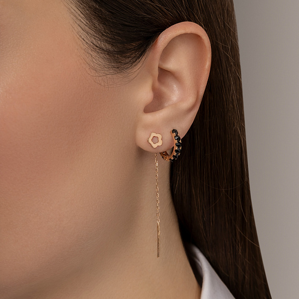 Серьги-протяжки «Цветы» из красного золота (арт. 106548) – изображение 2